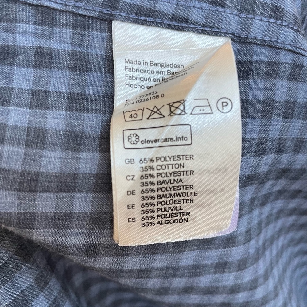 H&M Men’s Blue & Grey Gingham Check Long Sleeve Button Up Shirt - Medium - Picture 9 of 11